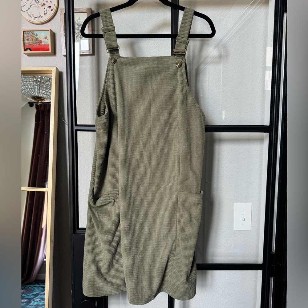 Olive Green Overall Dress